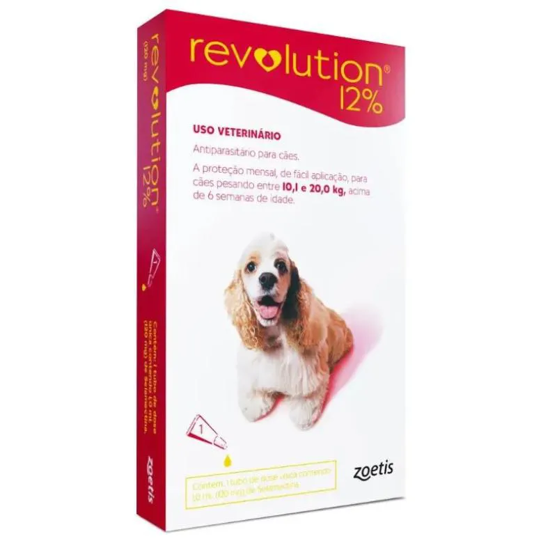 Revolution 12% Cães Entre 10 E 20kg - 1,0ml - 1 Pip Verm