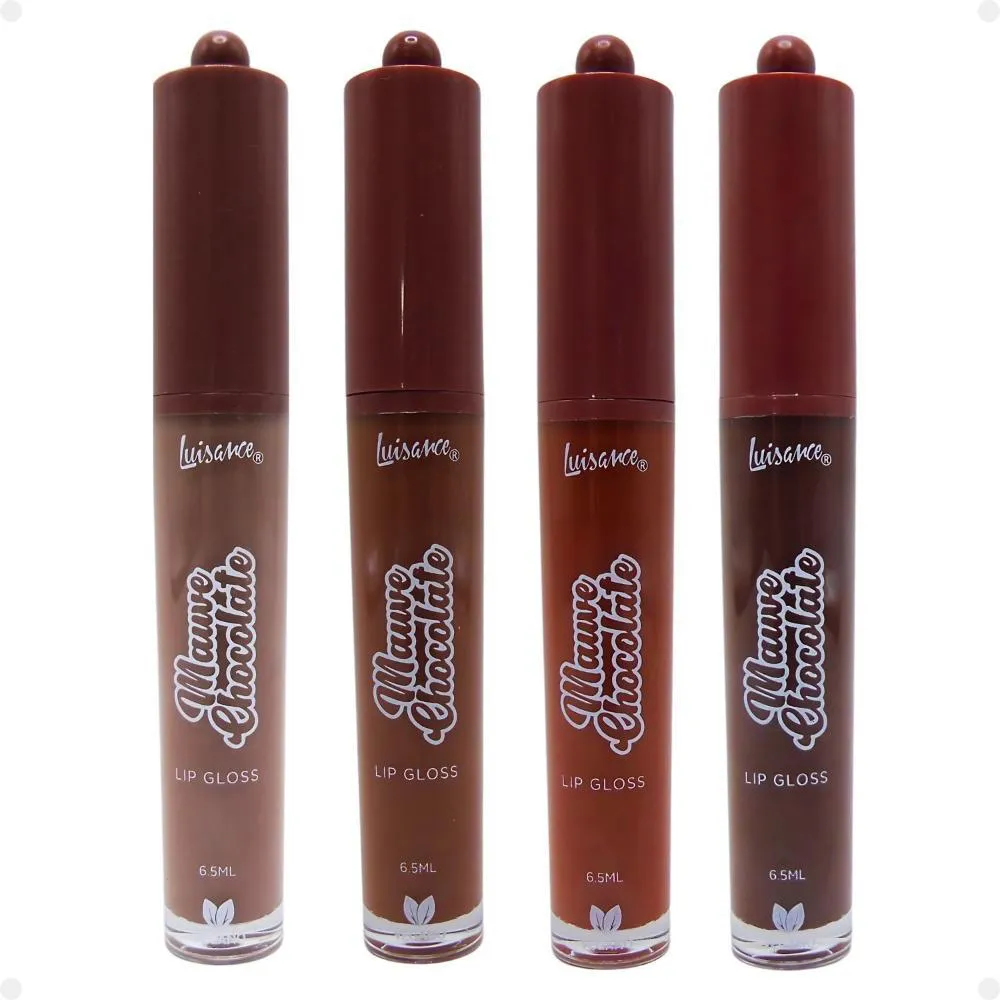 KIT LUISANCE MAUVE CHOCOLATE: 4 LIP GLOSS LABIAL CORES 1, 2, 3 E 4 L3269
