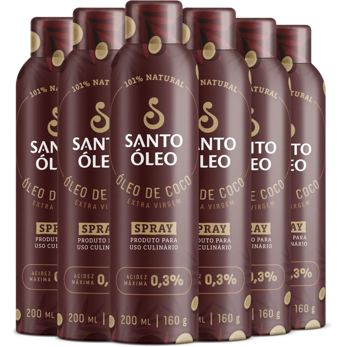 Óleo de Coco Extravirgem Spray 6 X 200ml Santo Óleo