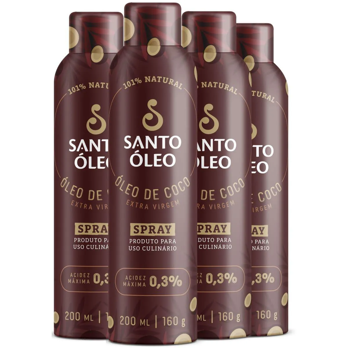 Óleo de Coco Extravirgem Spray 4 X 200ml Santo Óleo