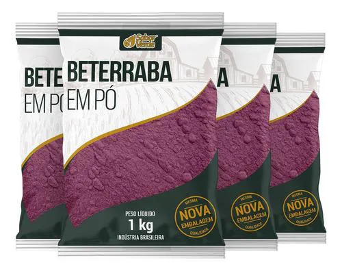 Beterraba em Pó Desidratada Farinha Pura 4 X 1kg Sabor Verde