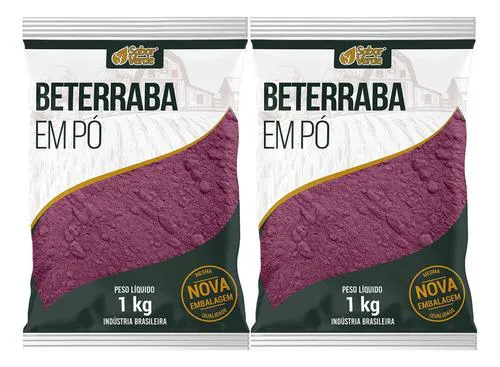 Beterraba em Pó Desidratada Farinha Pura 2 X 1kg Sabor Verde