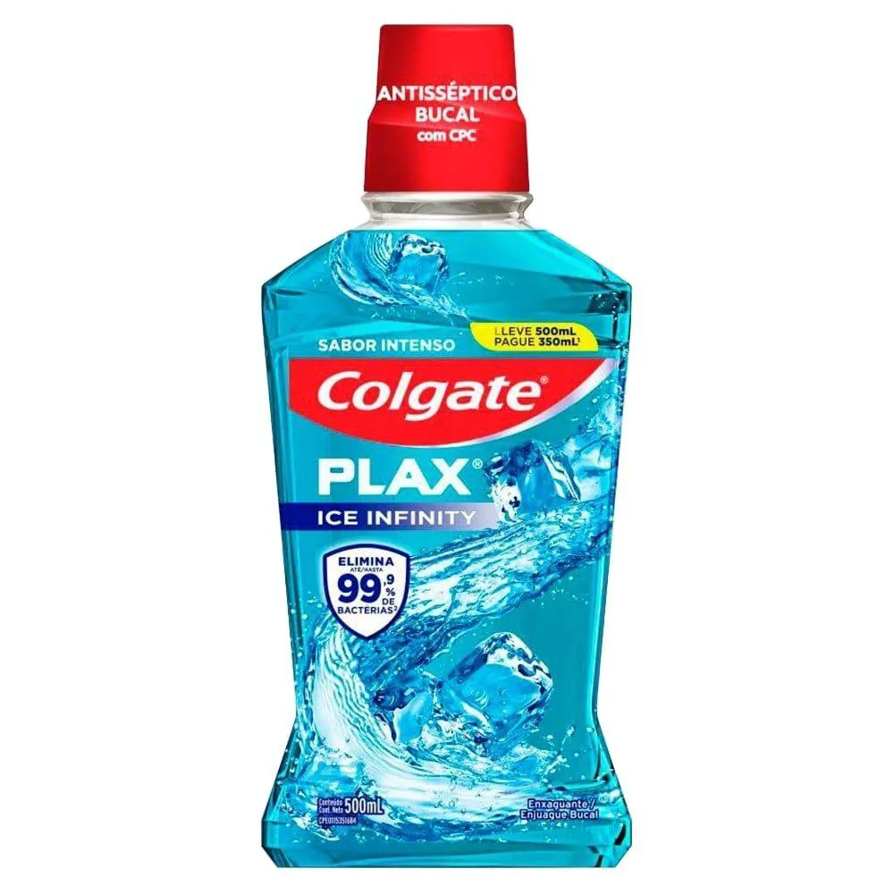 Enxaguante Bucal Colgate Plax Ice Infinity 500ml - Leve 500ml Pague 350ml