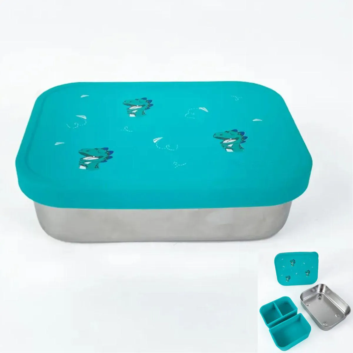 Bento Box Aço Inox com Divis. e Tampa Silicone Leo Petit Pia