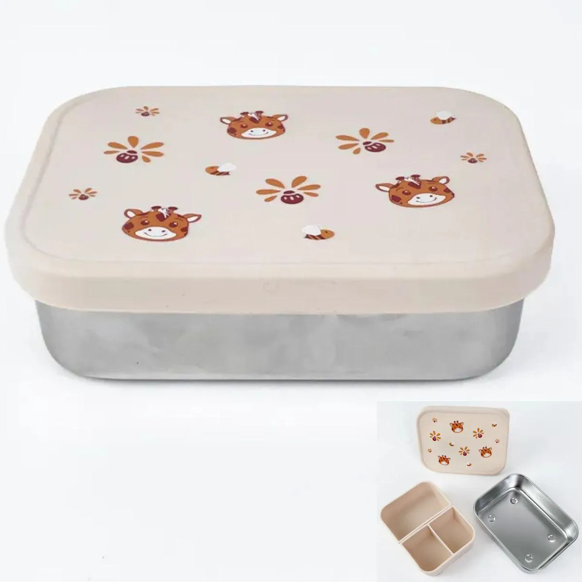 Bento Box Aço Inox com Divis. e Tampa Silicone Sol Petit Pia