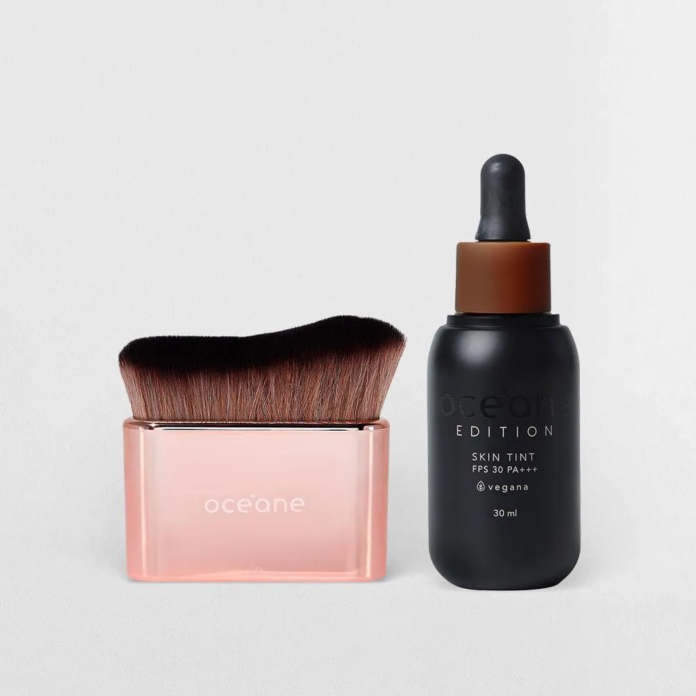 KIT BASE FLUIDA 420T + PINCEL DE MAQUIAGEM MULTIFUNCIONAL (2 PRODUTOS)