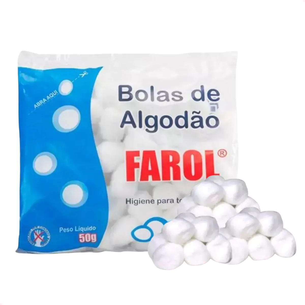 Kit com 40 Algodão Hidrofilo Bolas 50 Gr Biodegradavel Macio