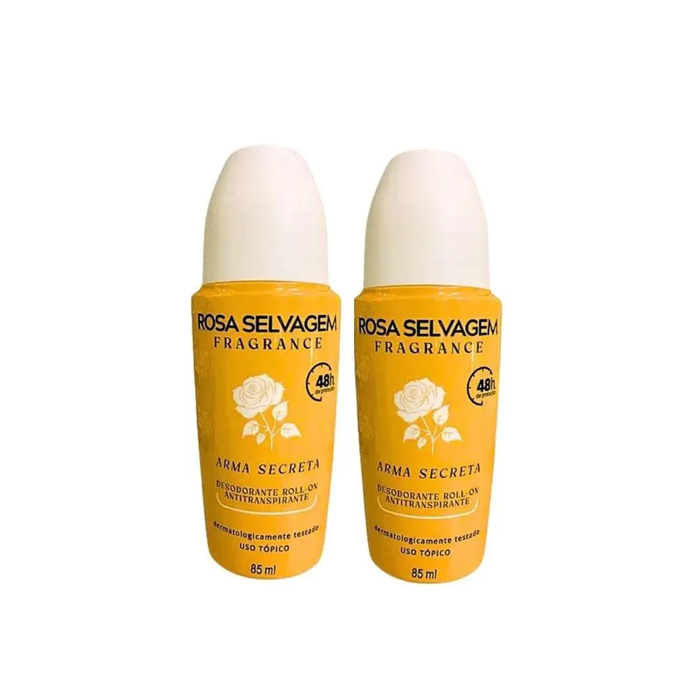 Kit 2 Desodorante Roll On Arma Secreta 85ml Rosa Selvagem