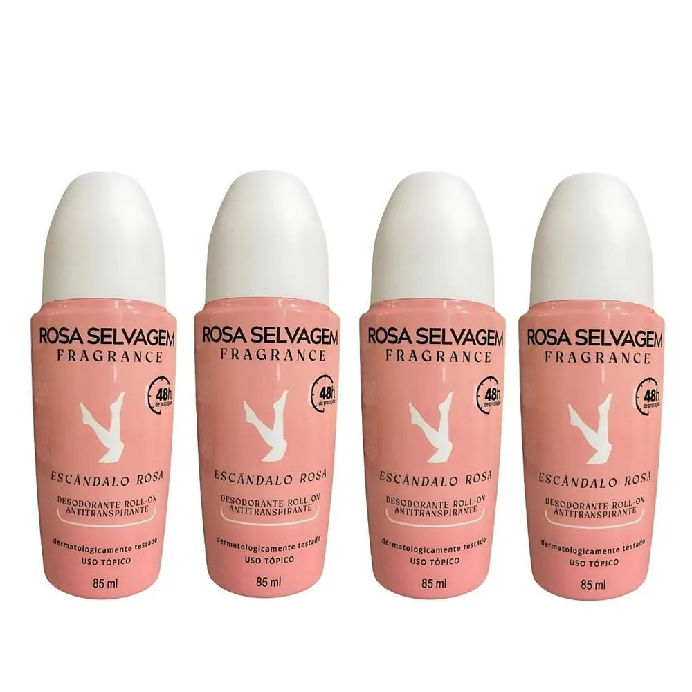 Kit 4 Desodorante Roll-on Escândalo 85ml Rosa Selvagem