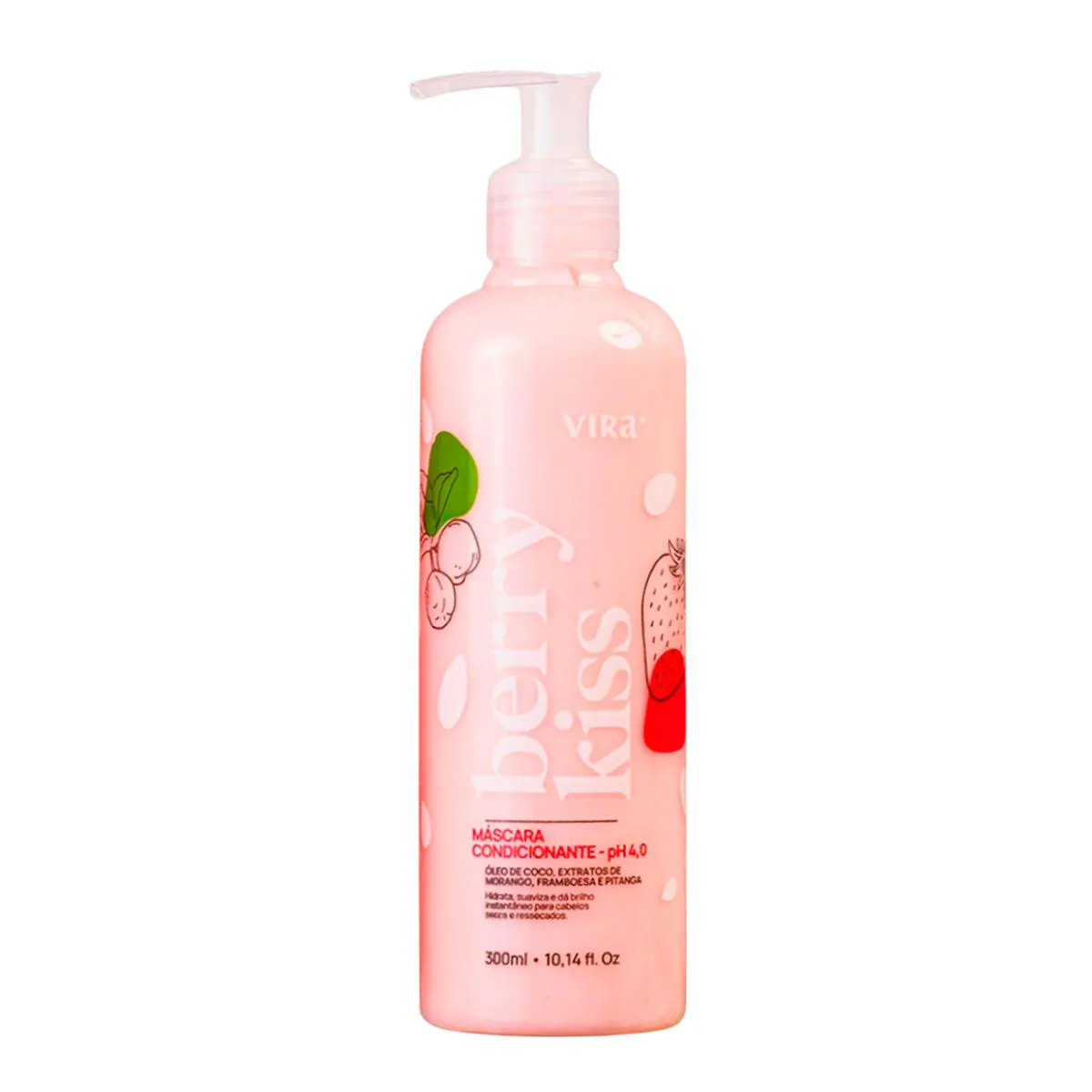 Máscara de Cabelo Hidratante Virá Cosméticos Berry Kiss Frutas Vermelhas 300ml