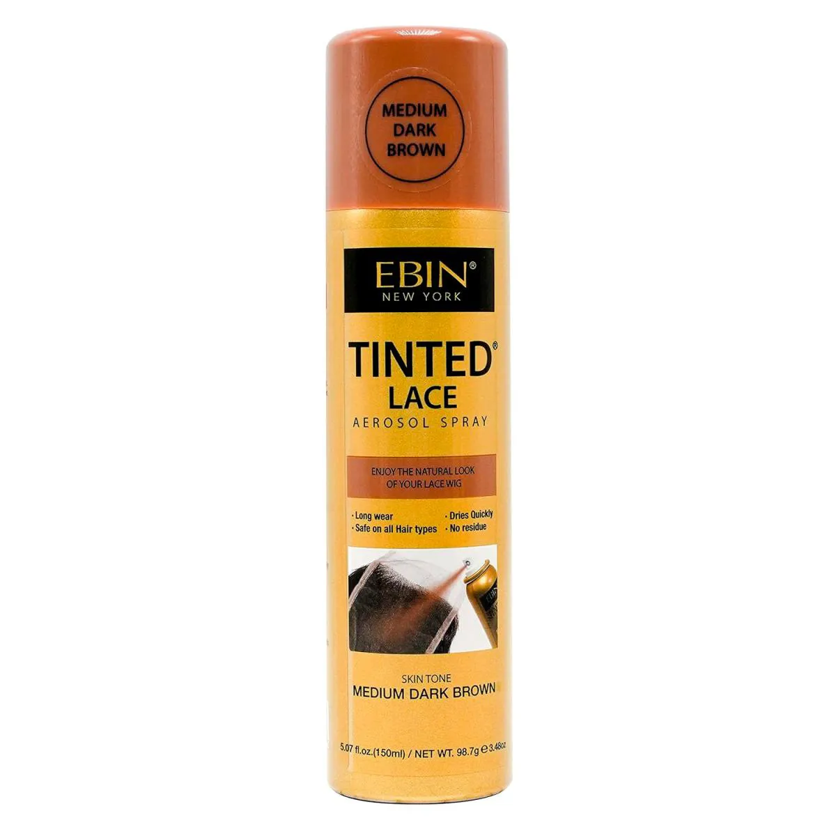 Spray Tintura Peruca Renda Ebin 150ml Marrom Dark Médio