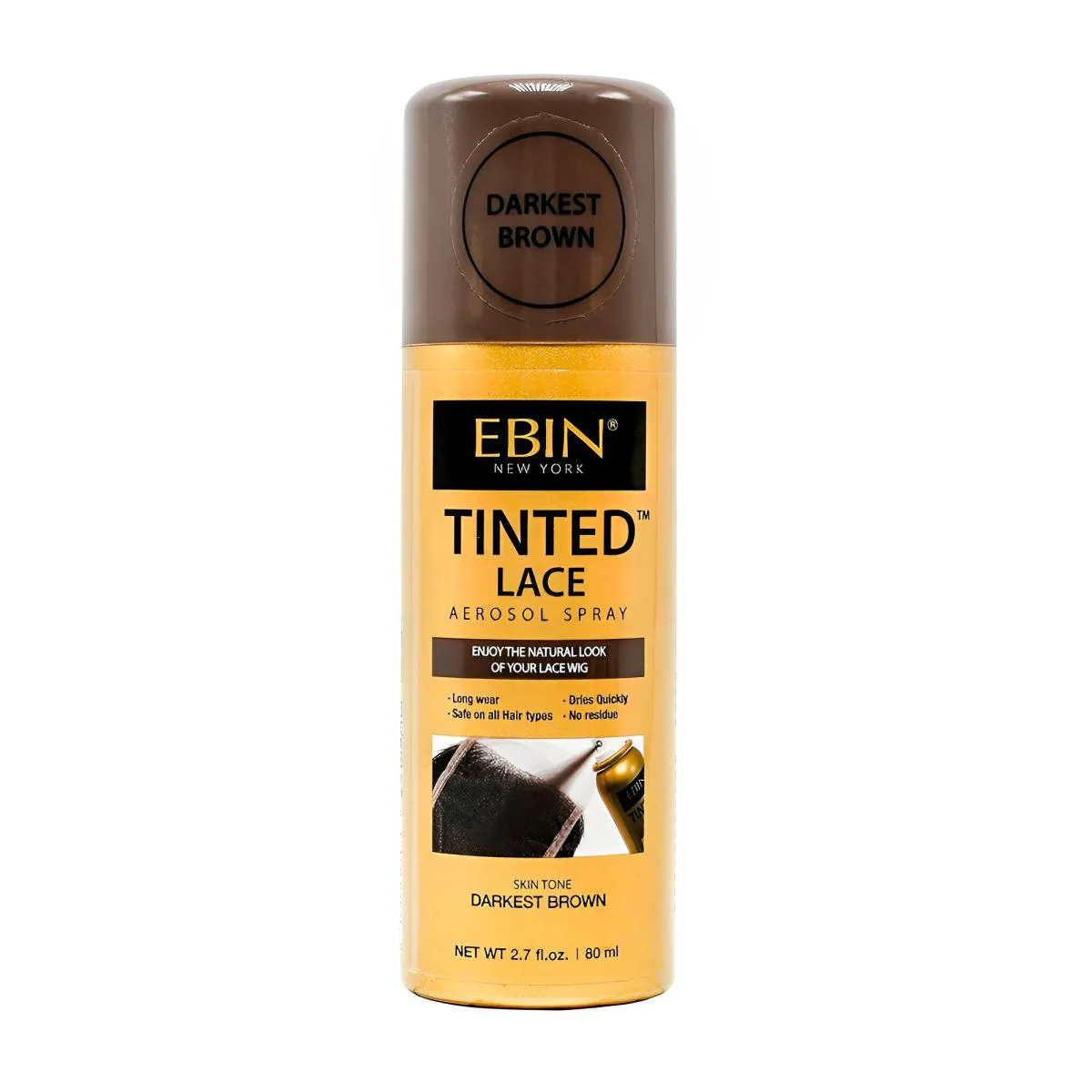 Spray Tintura Renda Peruca Ebin 80ml Marrom Darkest
