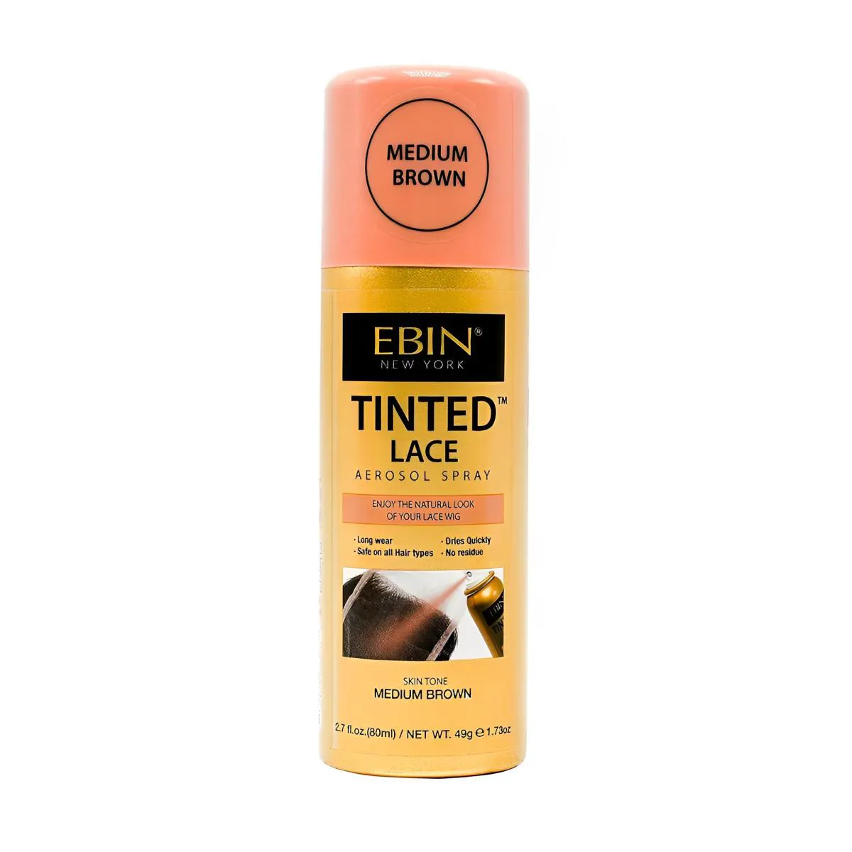 Spray Tintura Renda Peruca Ebin 80ml Marrom Médio
