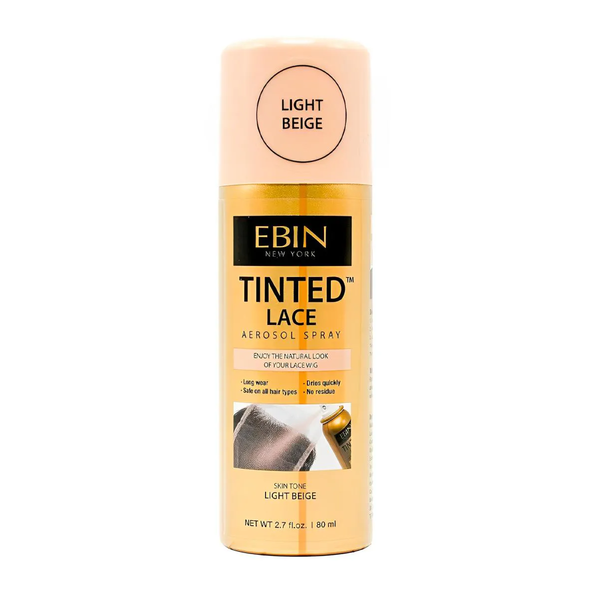 Spray Tintura Renda Peruca Ebin 80ml Bege Claro