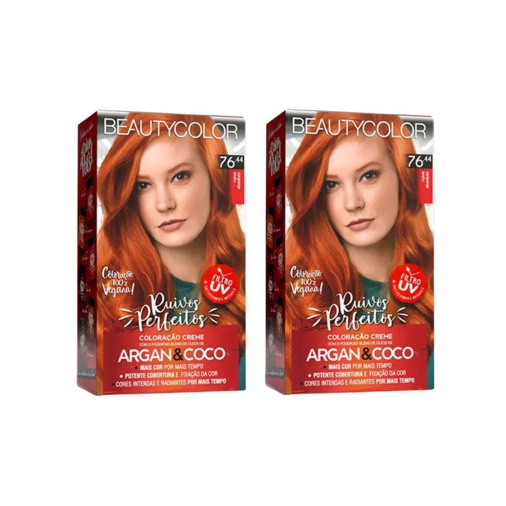 Coloraçao Beauty Color 76.44 Ruivo Absoluto - Kit C / 2un