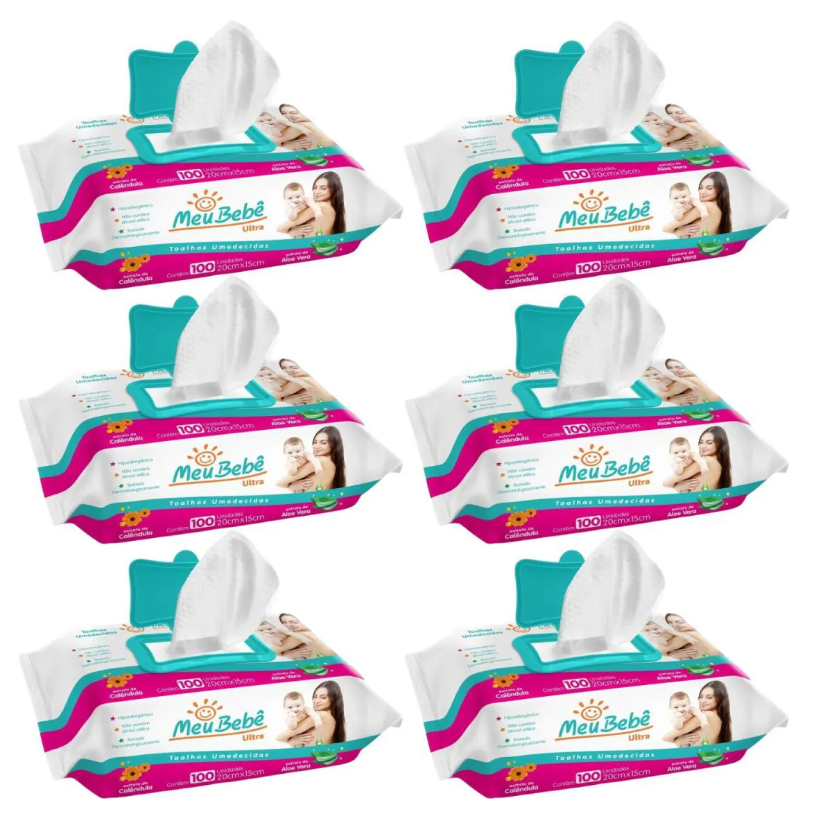 Kit C6 Lenço Umedecido Meu Bebe Ultra Com 100 Unidades