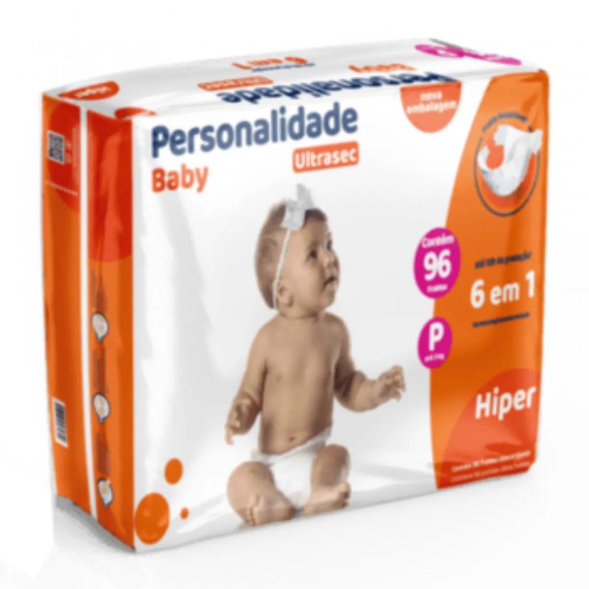 Fralda Personalidades Hiper Laranja Tamanho P 96 Unidades