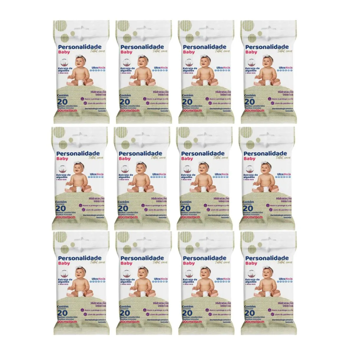 Kit C12 Lenço Umedecido Pocket C20 - Personalidade Baby