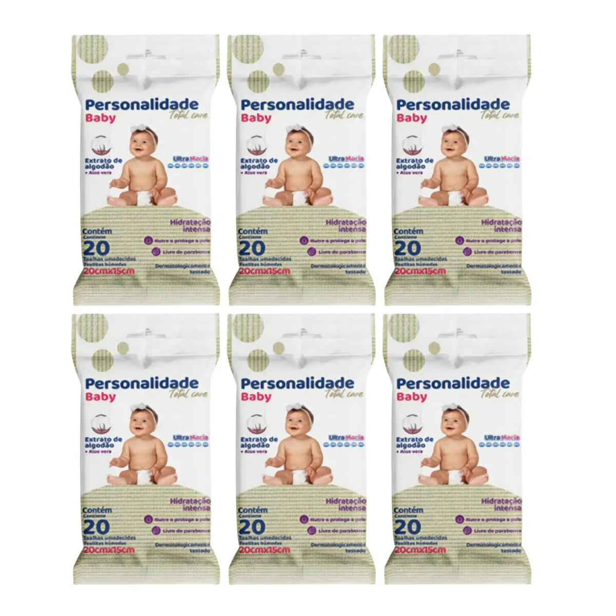 Kit C6 Lenço Umedecido Pocket C20 - Personalidade Baby
