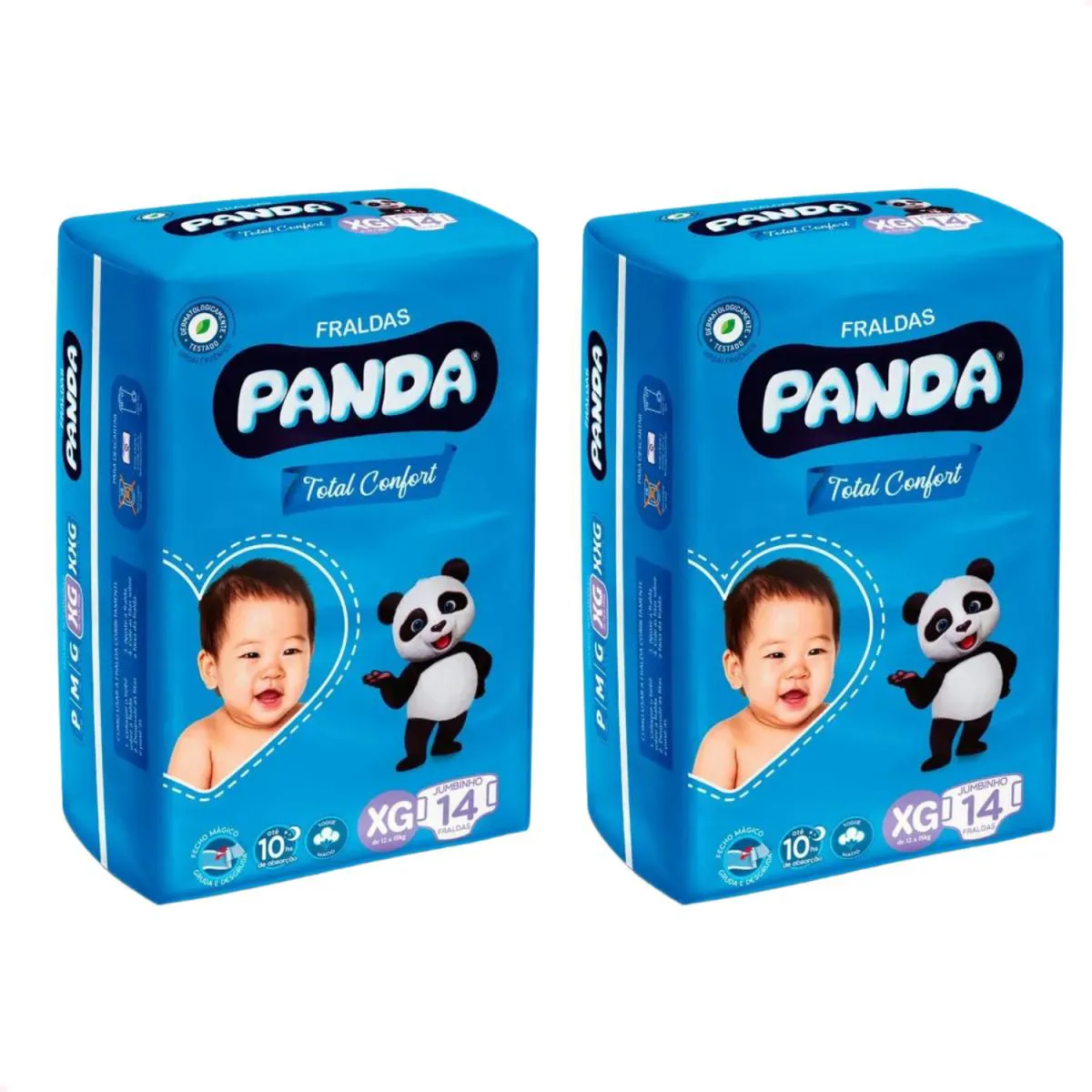 Kit 2 - Fralda Infantil Panda Total Confort Jumbo Xg 14 Unid