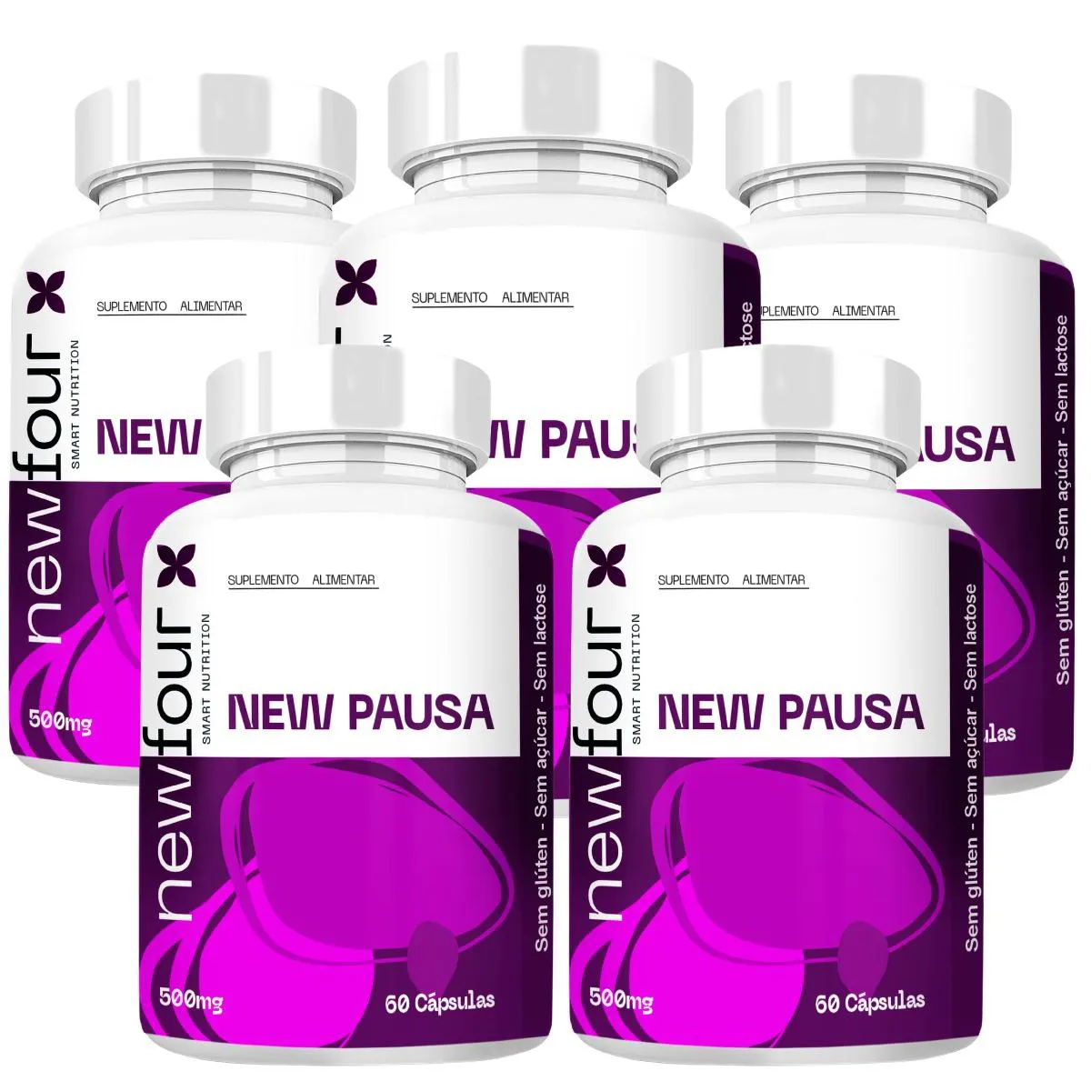 New Pausa Kit com 5 Potes com Total de 300 Capsulas
