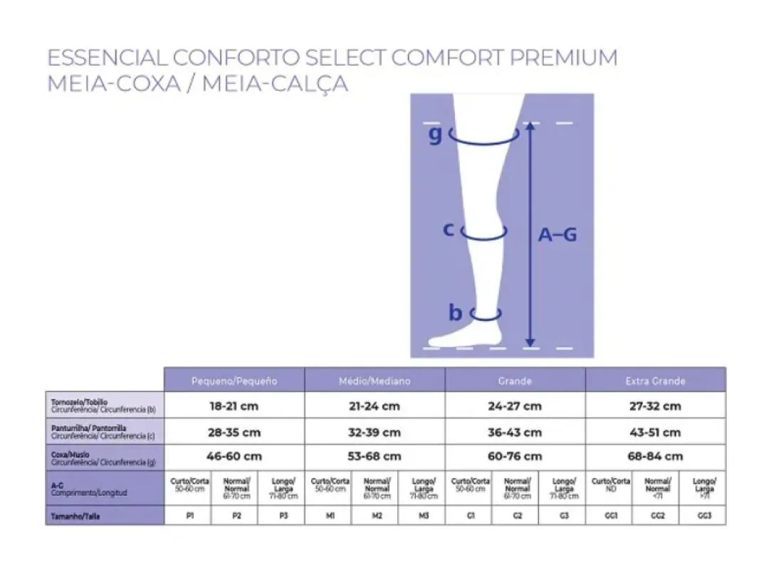 Meia de Compressão Select Comfort Premium 15-20 Mmhg Af Meia-coxa Ponteira Aberta - Sigvaris P2
