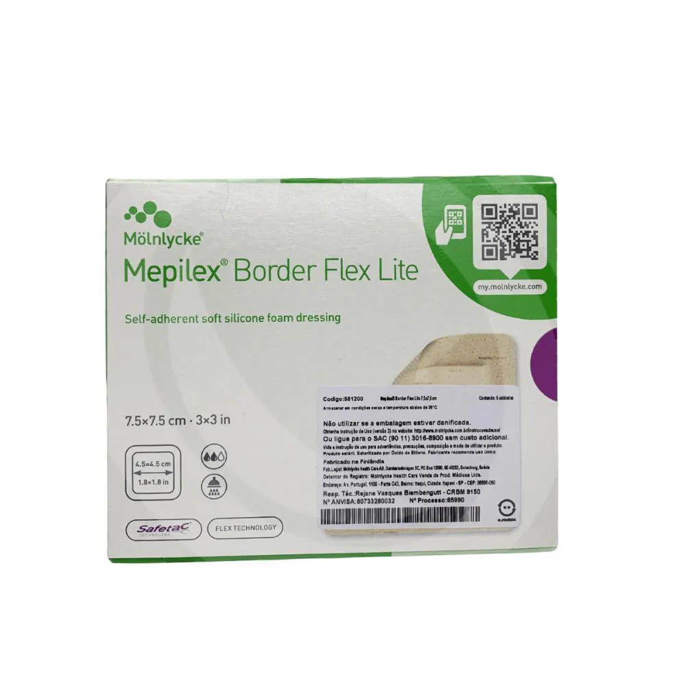 Mepilex Border Flex Lite Molnlycke 7,5×7,5cm – Ultrafino | 1 Unidade