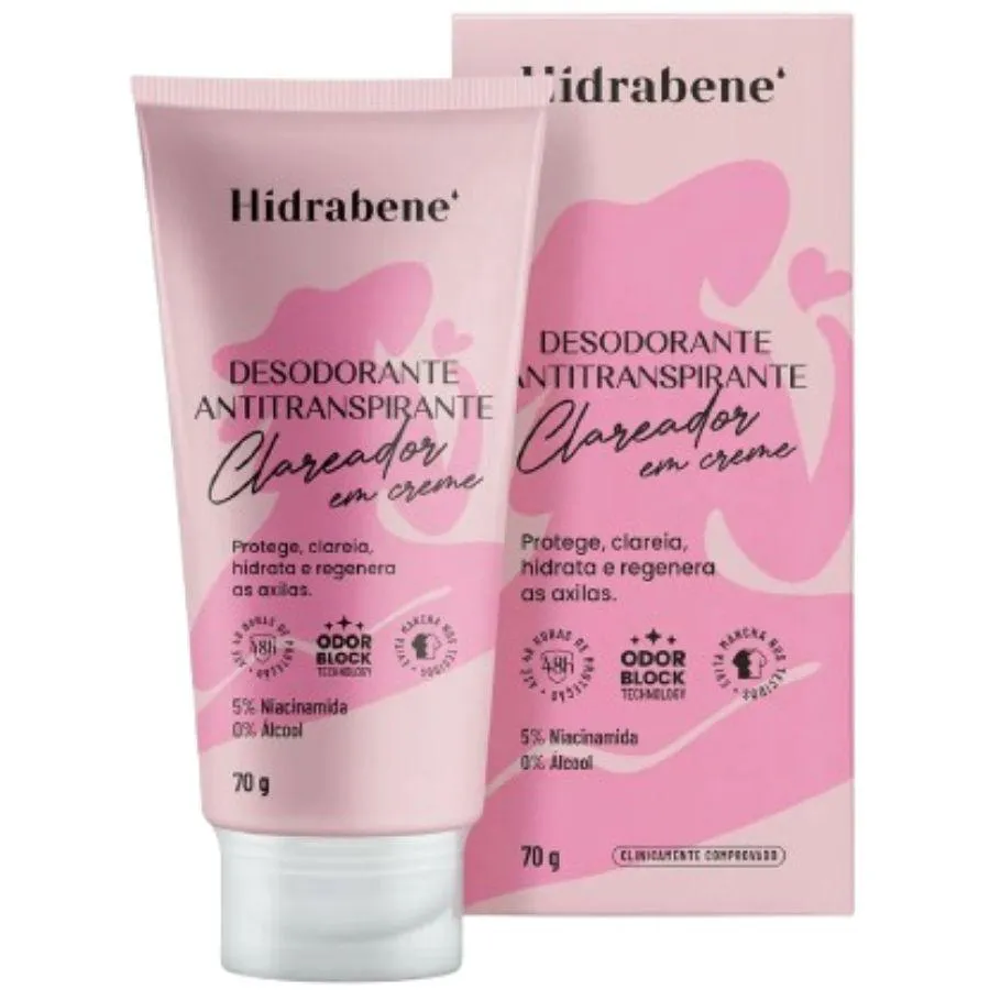 Desodorante Antitranspirante Clareador Em Creme 70g - Hidrabene
