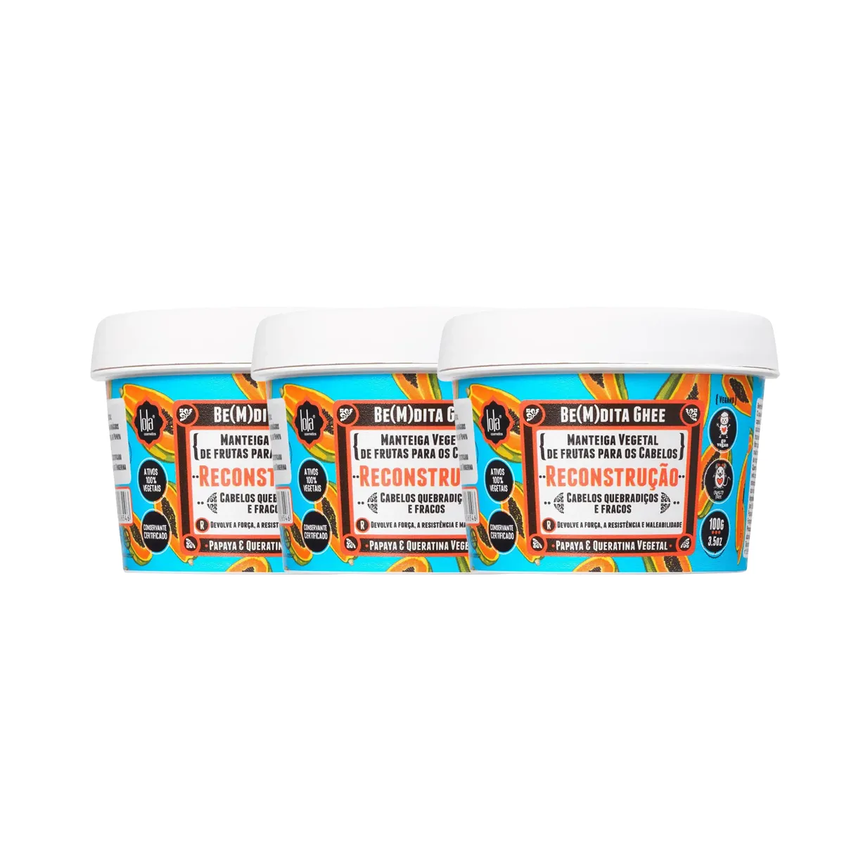 Kit Manteiga Vegetal Capilar Lola Cosmetics Be(m)dDta Ghee Reconstrução 100g 3 unidades