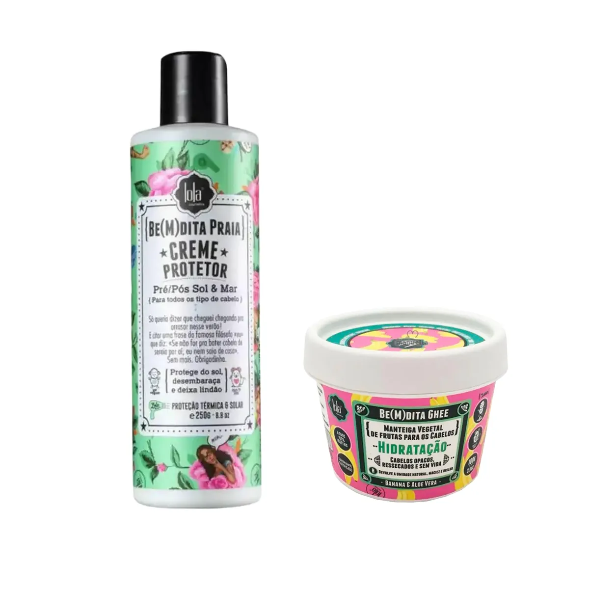 Kit Lola Cosmetics Manteiga Vegetal Capilar Be(m)Dita Ghee Hidratação 100g + Creme Protetor Capilar Be(M)dita Praia 250g