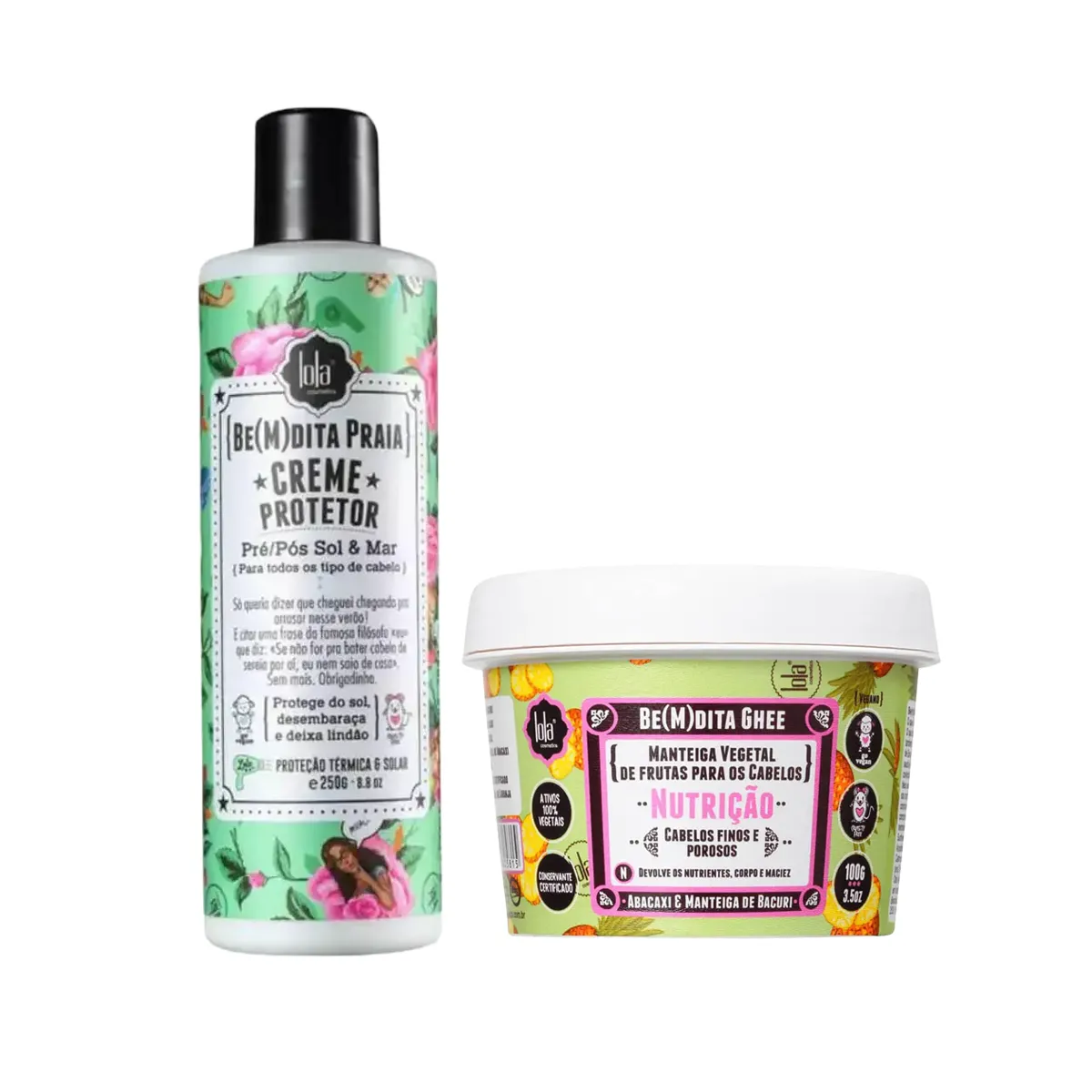 Kit Lola Cosmetics Manteiga Vegetal Capilar Be(m)Dita Ghee Nutrição 100g + Creme Protetor Capilar Be(M)dita Praia 250g
