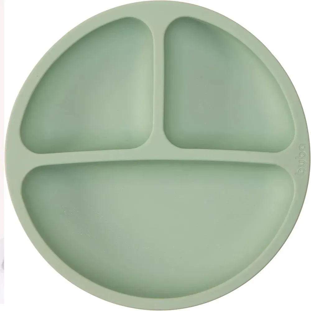 Prato Silicone Com Divisória E Ventosa Verde Buba