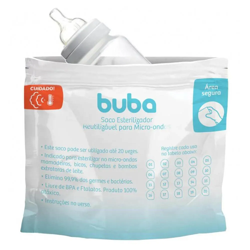 Saco Esterilizador Reutilizável Para Microondas C/6 Buba