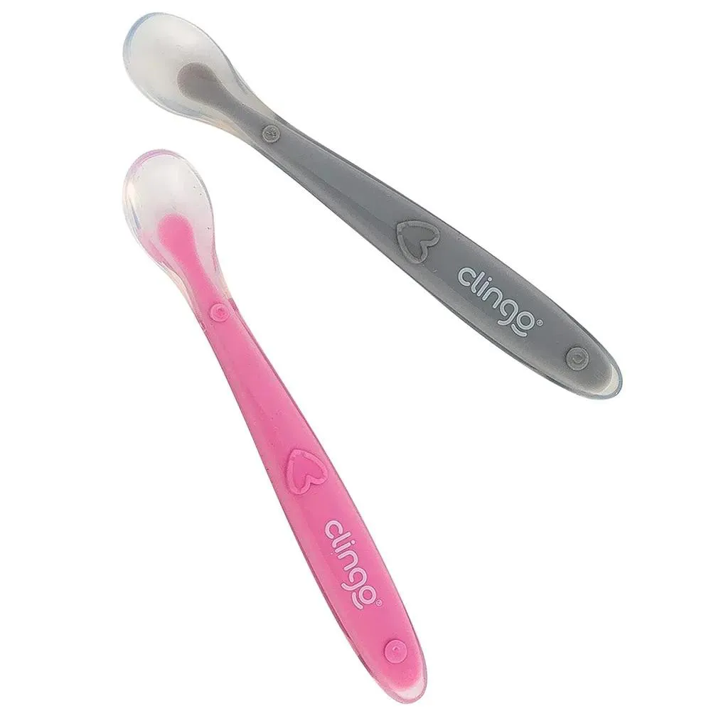 Colheres De Silicone Premium +6M Rosa 2Und Clingo