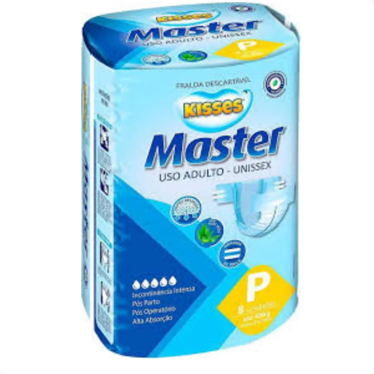Fralda Geriatrica Kisses Master Adul Alta Absorção Tamanho P