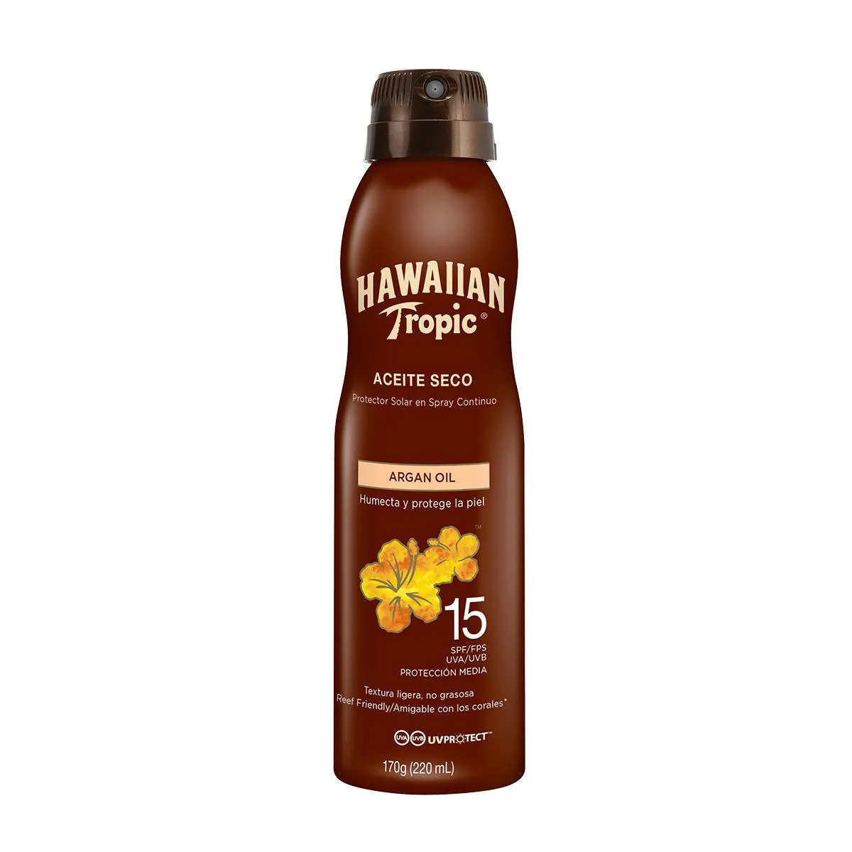 Protetor Solar em Spray Hawaiian Tropic Aceite Seco FPS 15 170g