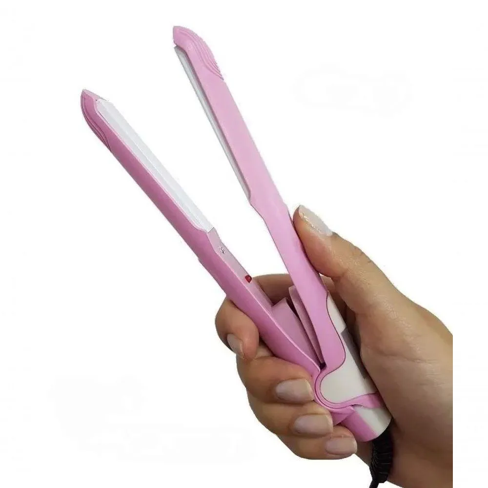 Mini Chapinha Portátil Bivolt Alisa e Ondula 17,5Cm Rosa