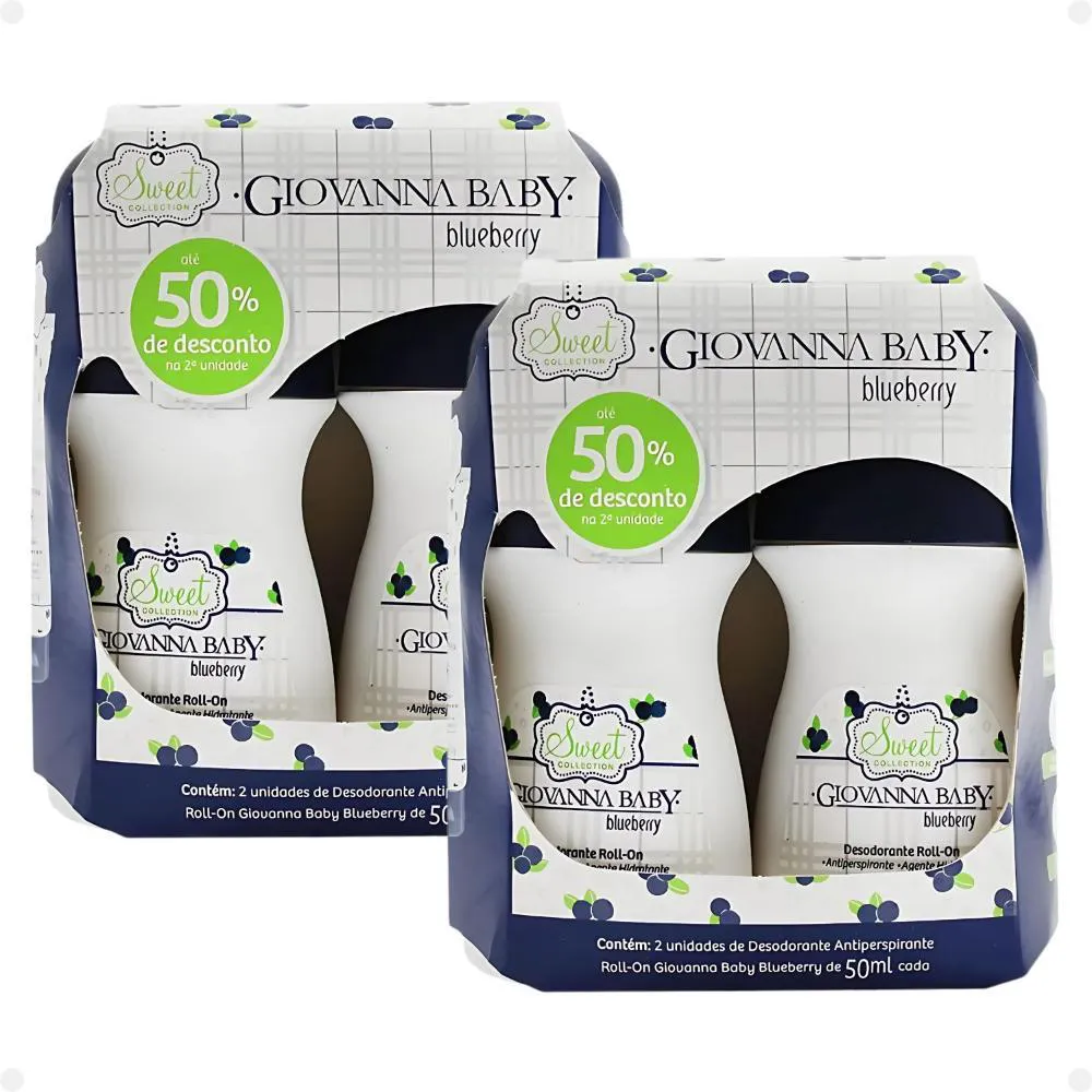 Kit Giovanna Baby: 4 Desodorante Roll-on Blueberry