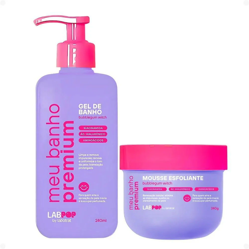 Kit Labpop By Labotrat Bubblegum Witch: Gel de Banho e Mousse Esfoliante
