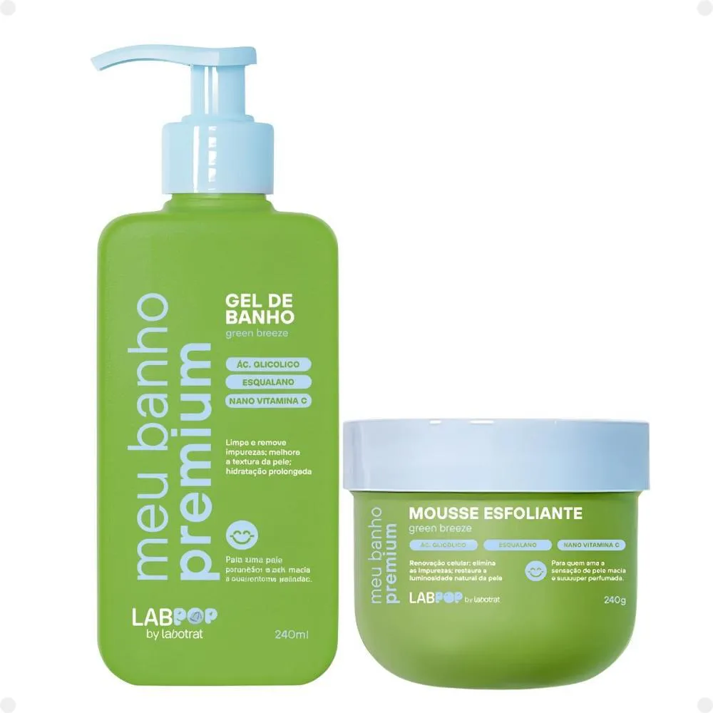 Kit Labpop By Labotrat Green Breeze: Gel de Banho e Mousse Esfoliante