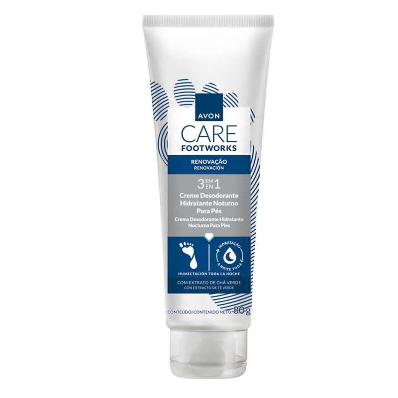 Avon Footworks Creme Desodorante Hidratante Noturno Pés 80G