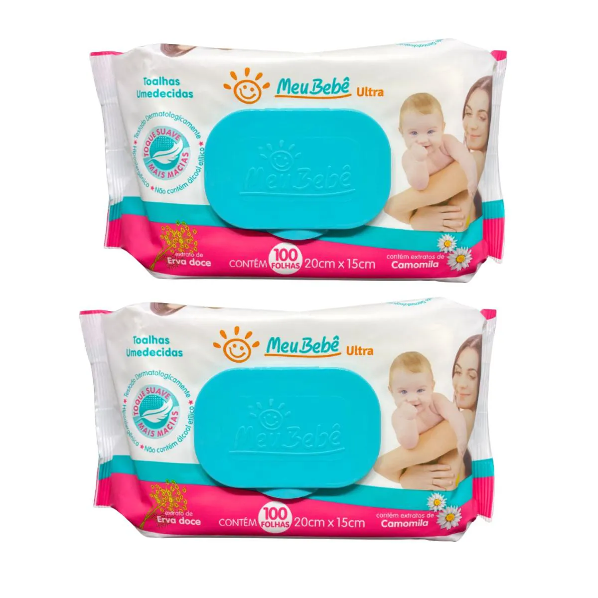 Kit C2 Lenço Umedecido Meu Bebê Ultra com 100 unidades Cada