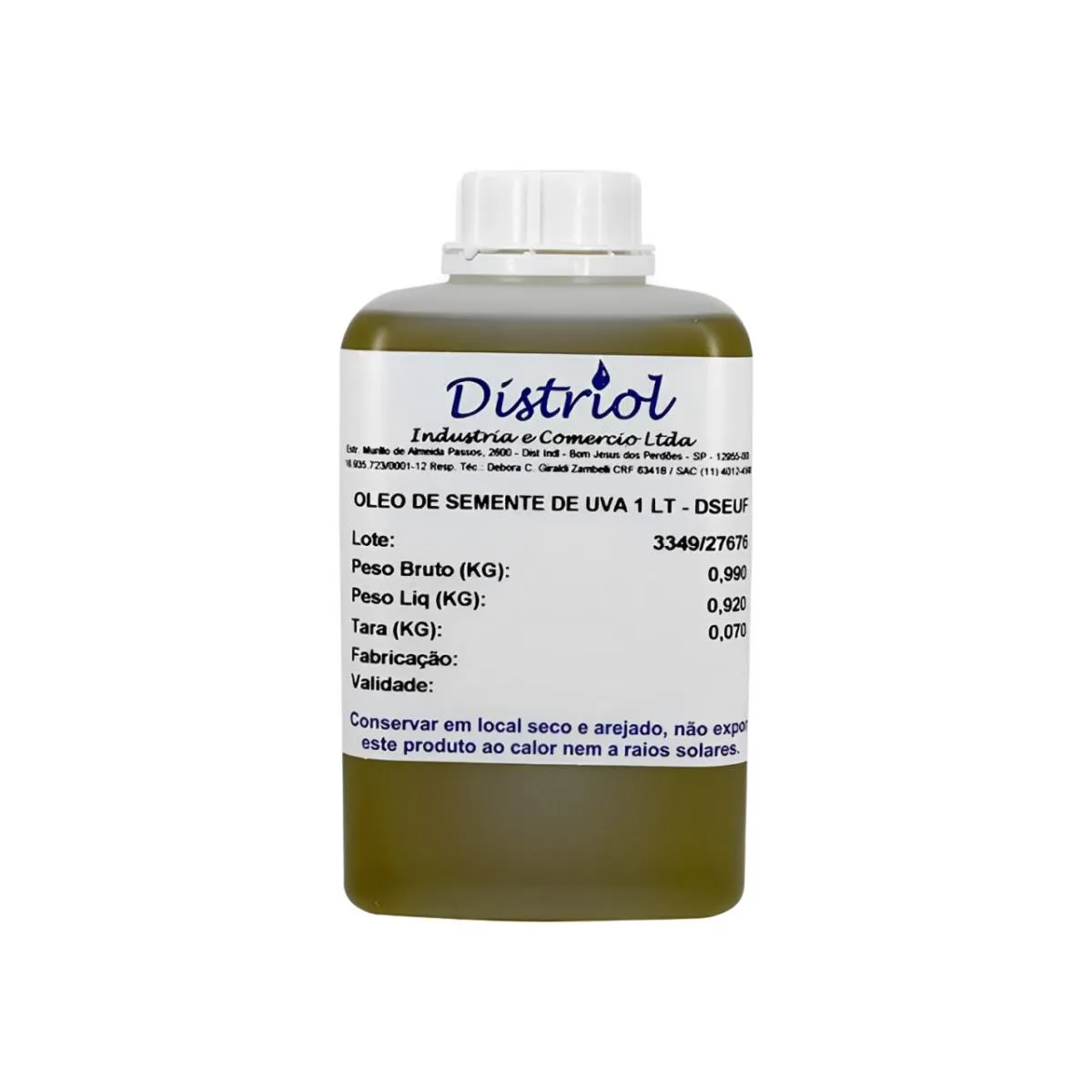 Óleo Vegetal 100% Natural Distrol Semente de Uva 1L