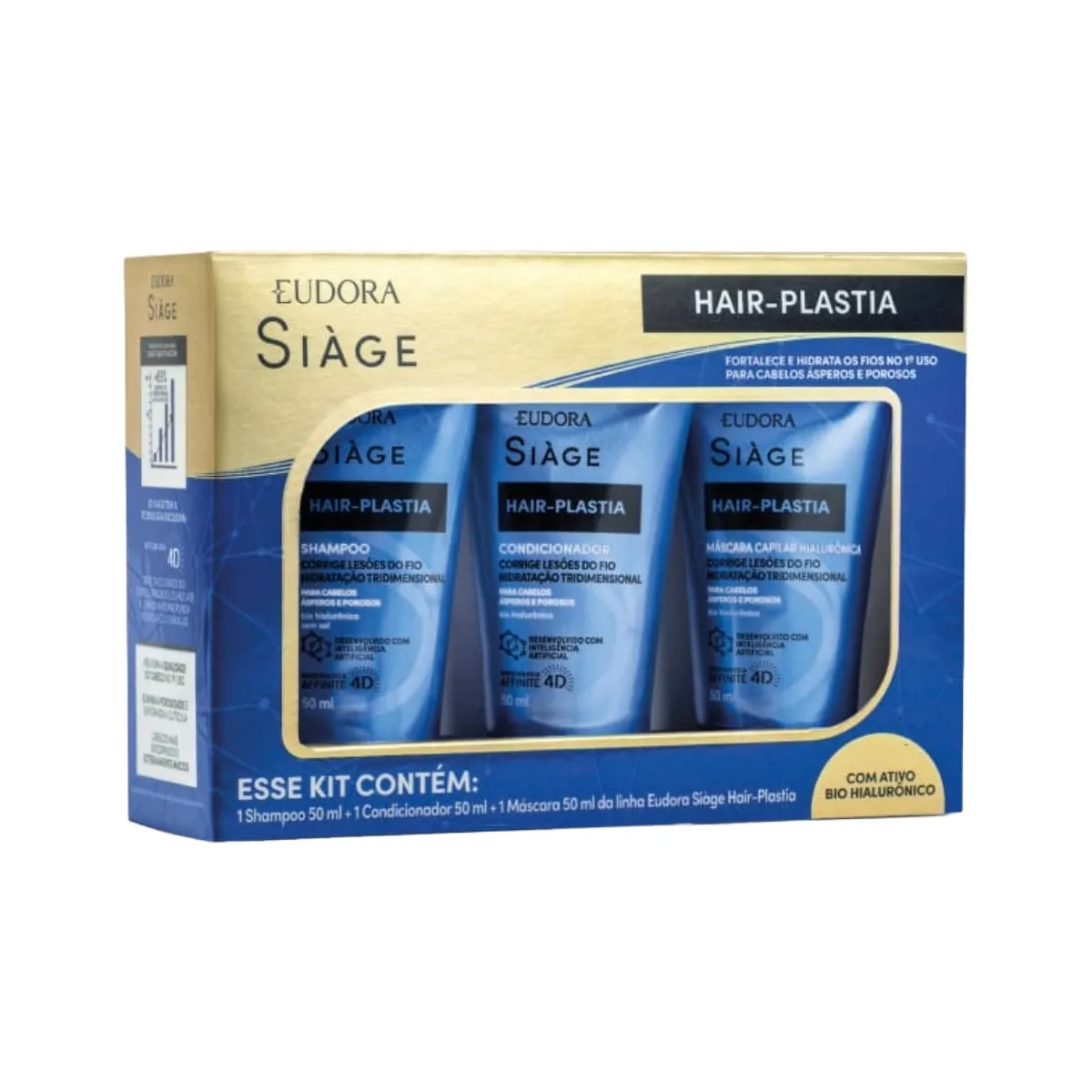 Kit Siage Hair Plastia Mini Shampoo 50ml + Condicionador 50ml + Máscara Hialurônica 50ml