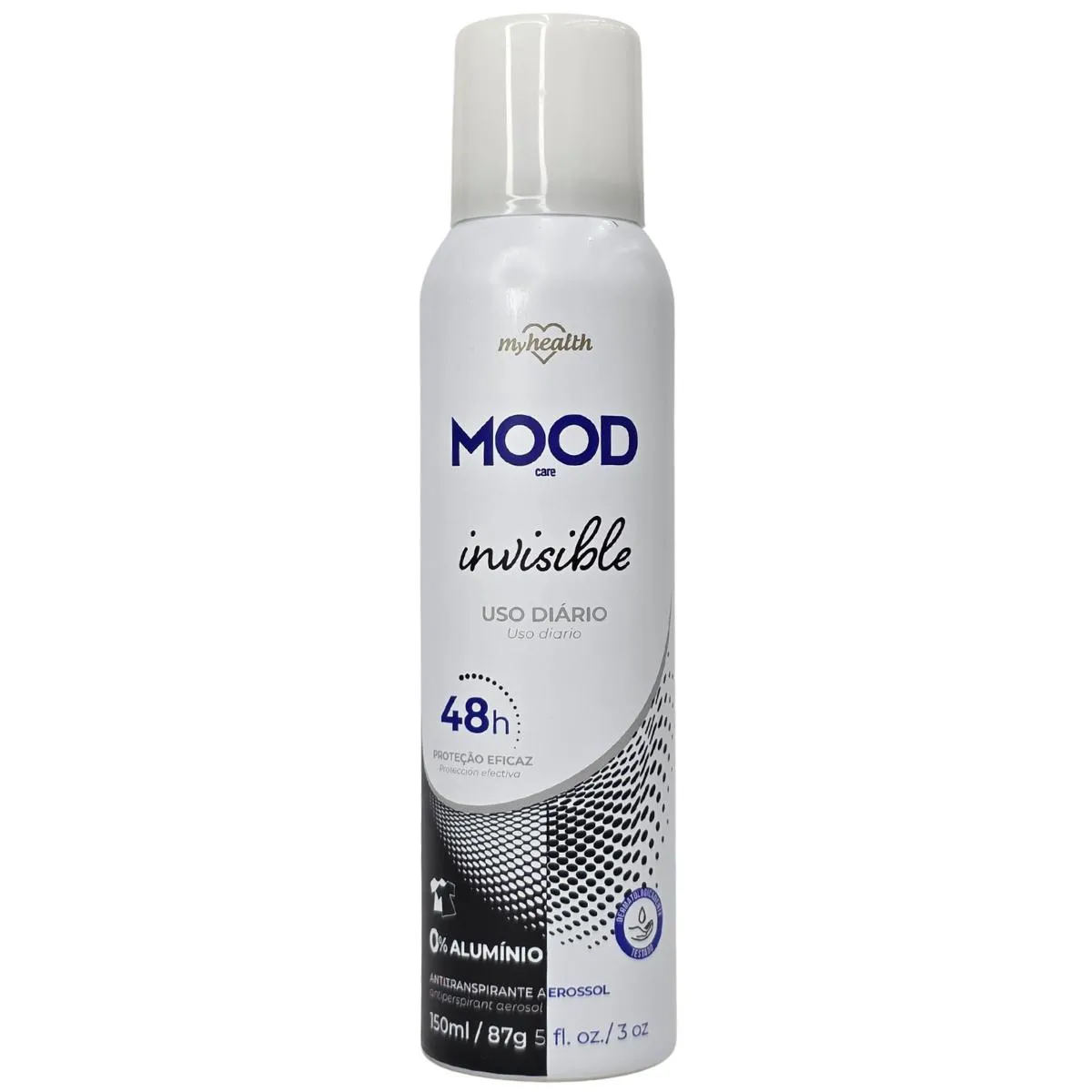 Desodorante Antitranspirante Aerossol sem Alumínio Invisible Mood Care My Health 150Ml / 87G