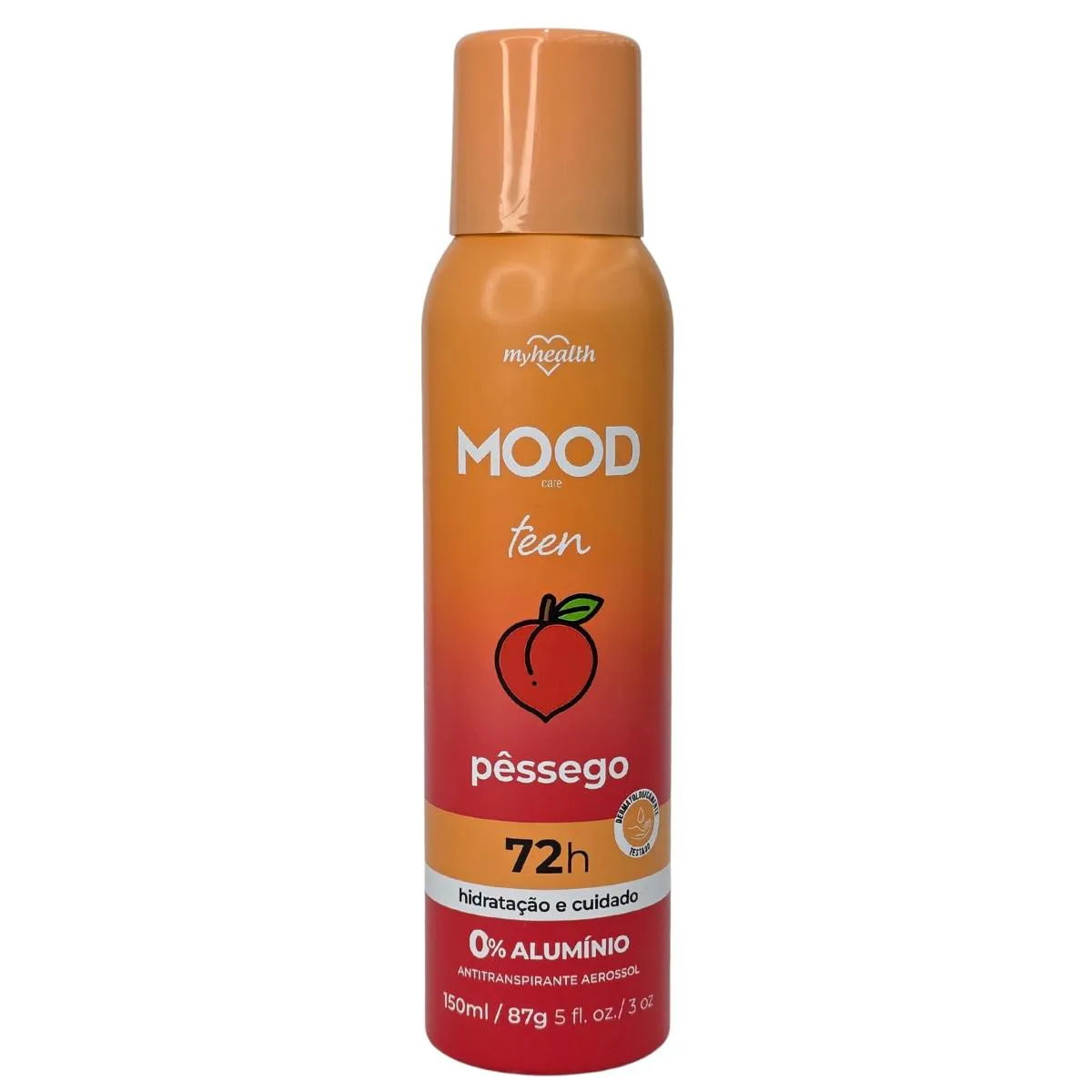 Desodorante Antitranspirante Aerossol sem Alumínio Teen Pêssego Mood Care My Health 150Ml / 87G