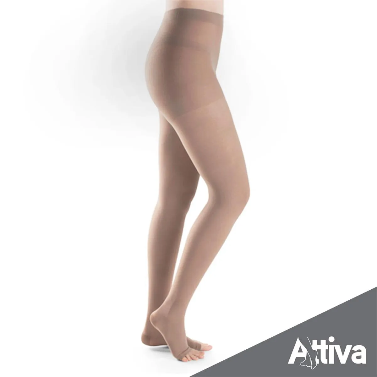 Meia Calca Attiva Alta Compressao 20-30 Fem Aberta Natural Tamanho G Cor Natural Escuro