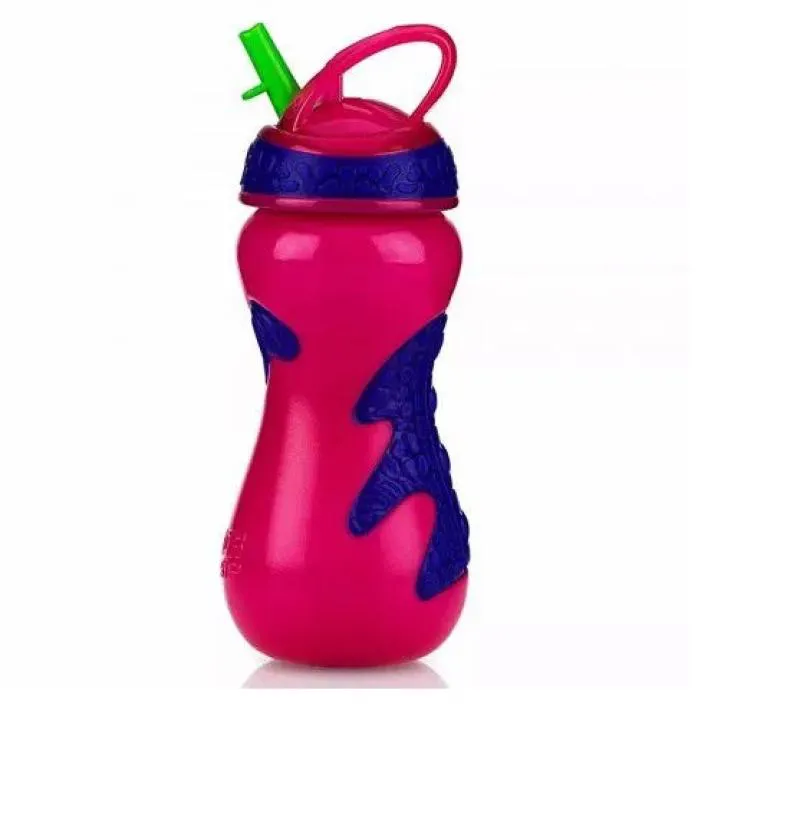 Copo Gator Grip Canudo Rígido 450Ml +18M Rosa Nuby