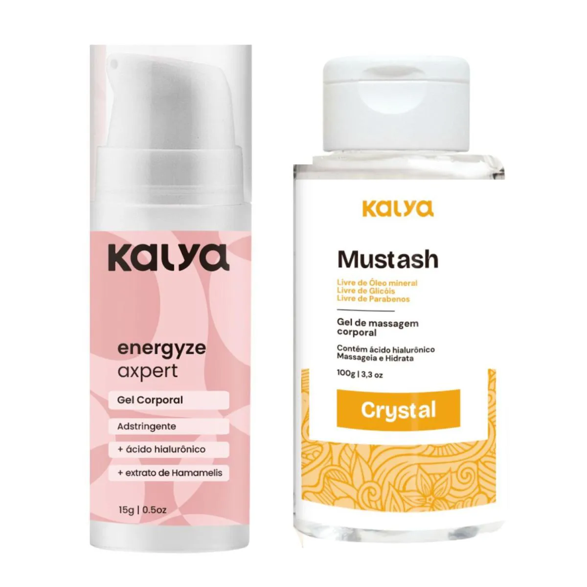 Kit Gel Adstringente com Ácido Hialurônico Energyze Axpert + Mustash Crystal Lubrificante Á Base de Água - Kalya