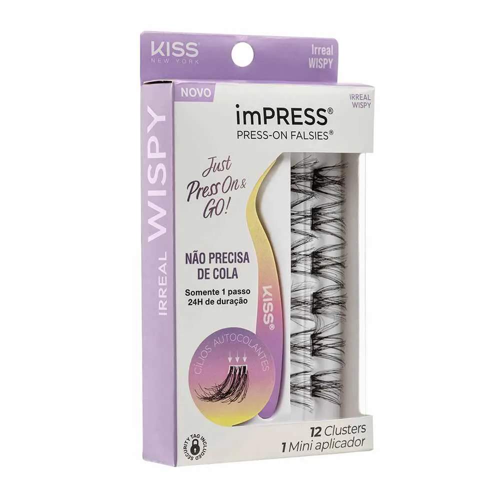 Impress Press-On Falsies Irreal Wispy Kit - 12 Cílios Postiços + 1 Mini Aplicador